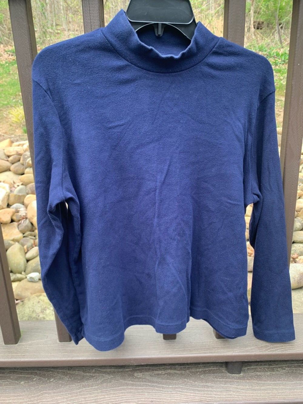 Kim Rogers Navy Petite Mock Neck Long Sleeve Top